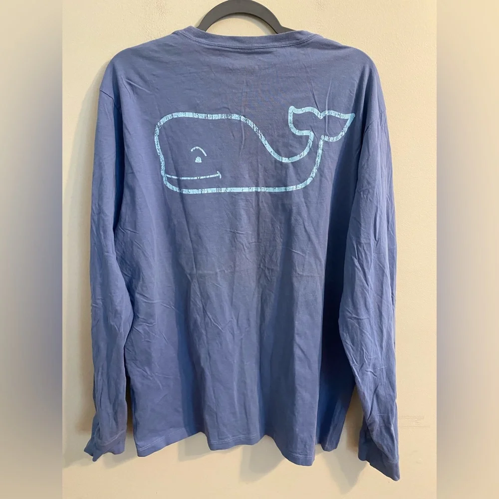 Men's Blue Vineyard Vines Whale Logo Classic Long Sleeve Pocket Tee Size‎ Large